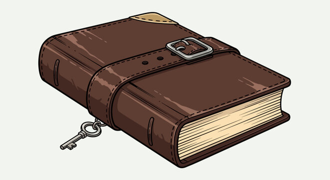 Vintage Leather Journal with Key and Buckle Closure