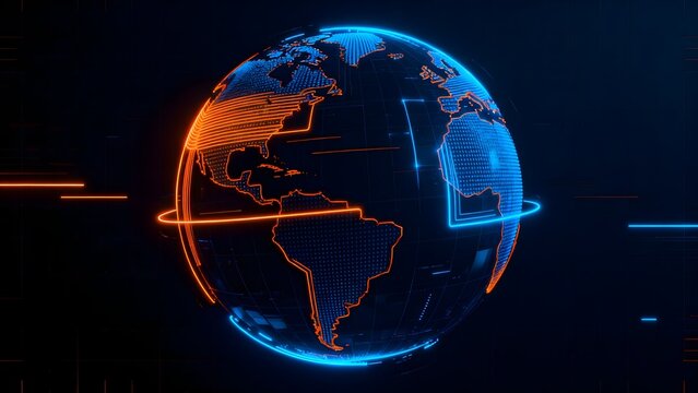 Digital globe with glowing lines