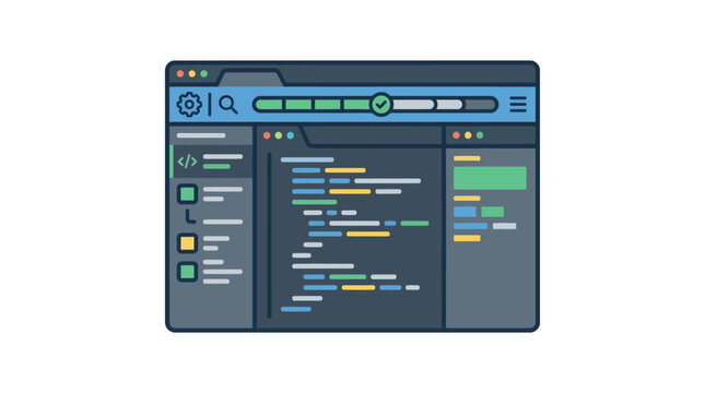 Computer screen with coding interface.