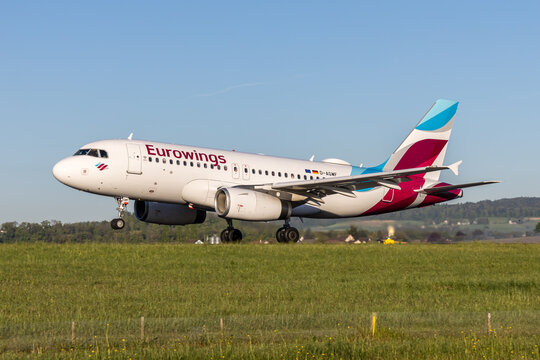 Eurowings Airbus A319 airplane at Zurich airport in Switzerland