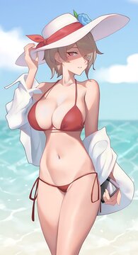 young woman in bikini on the beach
