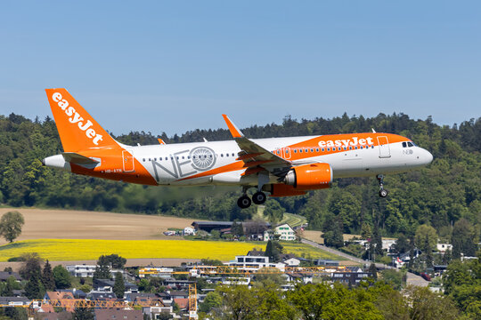 EasyJet Switzerland Airbus A320neo airplane at Zurich airport in Switzerland
