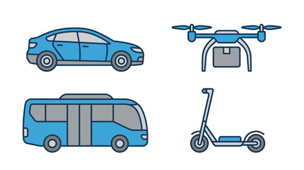 Naklejka premium Vehicles and transportation devices collection.