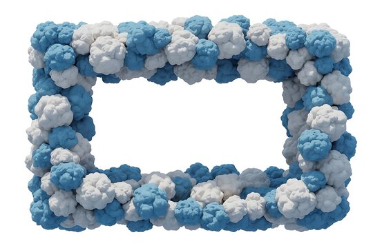 Blue and white popcorn frame on clean background