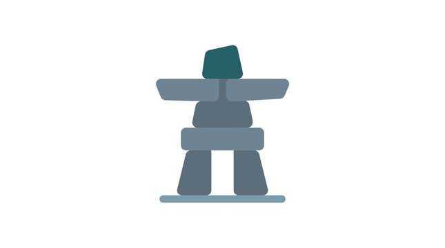 Inukshuk Stone Sculpture, Arctic Symbol, Navigation Marker, Minimalist Design