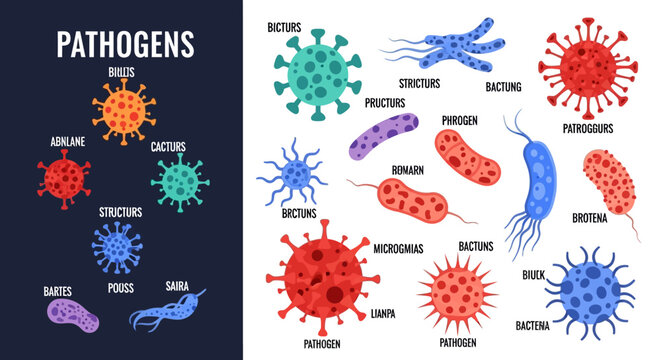 Variety of pathogen microorganisms viruses.