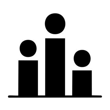 Minimalist icon of three people in height order