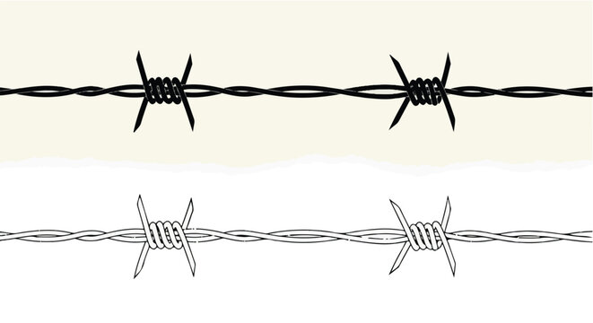 Barbed wire seamless pattern border security obstacle defense prison line vector illustration
