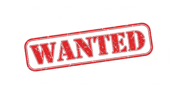 Wanted Stamp Red Sign.
