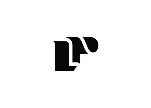 LP Minimal Monogram Logo Design. Clean, modern and professional emblem with flowing wave-like curves.