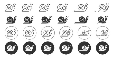 Snail Line and Solid Icons Pack. Minimal Gastropod Animal Vector Collection © Sahara