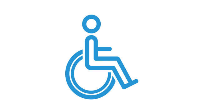 Blue wheelchair accessibility symbol icon.