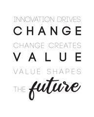 Fototapeta premium Innovation drives change, change creates value, value shapes the future