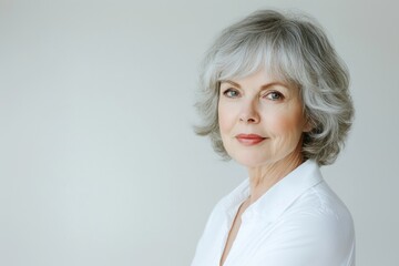 Fototapeta premium A beautiful senior woman with gray hair portrait lighting style.