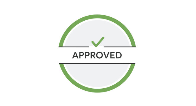Green approved stamp icon symbol.