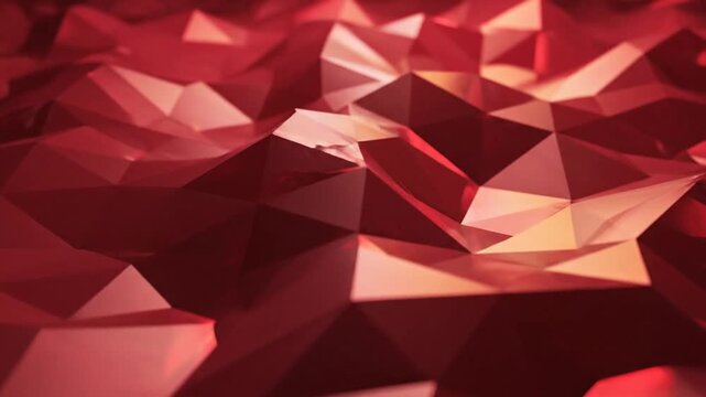 Abstract red geometric background with a low poly surface design