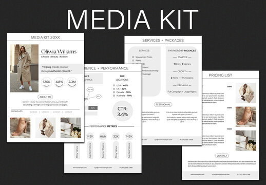 Fashion Blogger Media Kit Template &ndash; InDesign Press Kit for Creators & Influencers