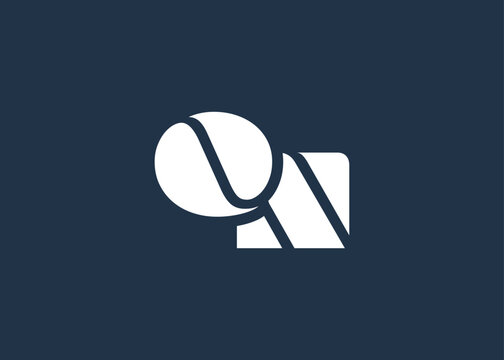 QN Minimal Monogram Logo Design. Clean, modern and professional emblem with flowing wave-like curves.