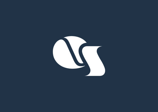 QS Minimal Monogram Logo Design. Clean, modern and professional emblem with flowing wave-like curves.
