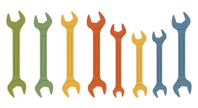 Set of colorful wrenches, illustration for repair and maintenance concepts