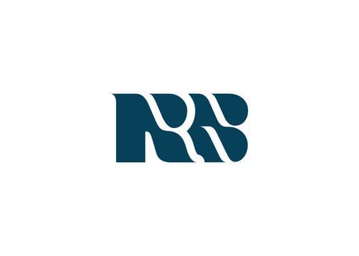 RB Minimal Monogram Logo Design. Clean, modern and professional emblem with flowing wave-like curves.