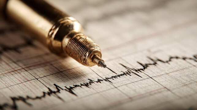 Pen Seismograph Paper Waveform Macro Close-Up Scientific Data Recording Forensic Dramatic Vintage