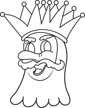 Cartoon grumpy old king with crown and beard