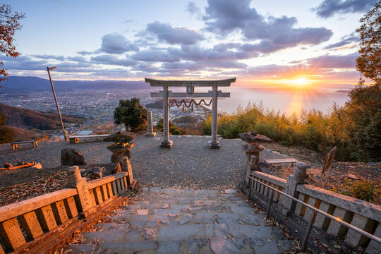 Torii in the sky also known as Tenku no Torii, Takaya Shrine, Kagawa Prefecture, Shikoku, Japan