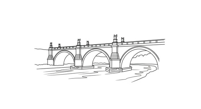 Old bridge with multiple arches standing.