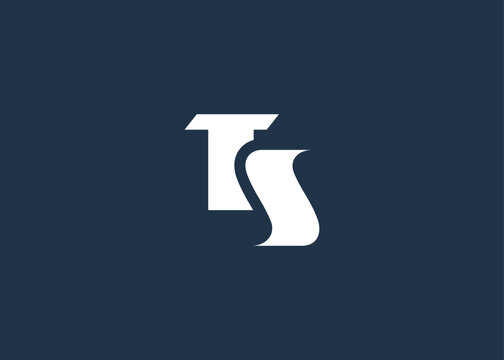 TS Minimal Monogram Logo Design. Clean, modern and professional emblem with flowing wave-like curves.