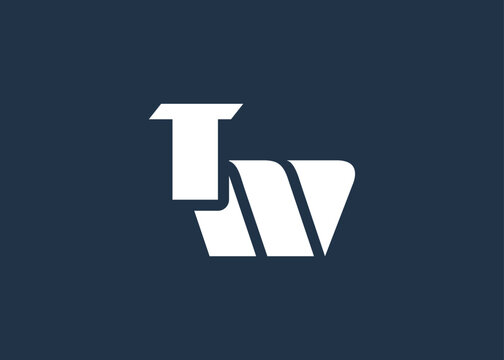 TW Minimal Monogram Logo Design. Clean, modern and professional emblem with flowing wave-like curves.