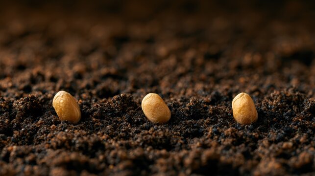 seed germination stages, fertile soil, golden morning sunlight