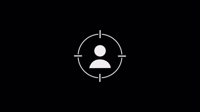 A user profile target scanner icon on black, suited for identity checks, profile focus visuals and security concepts.