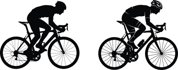 Obraz premium Cyclist riding bike in racing pose