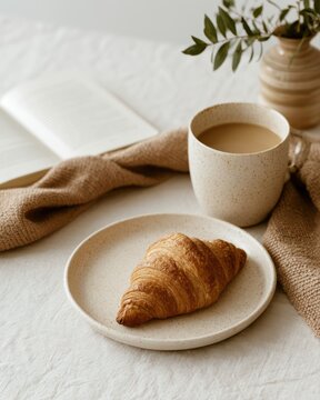 cozy breakfast table with wellness items and self love note, morning calm lifestyle