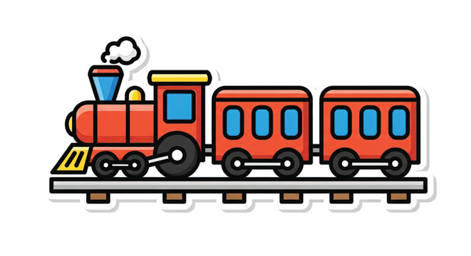 Toy train on a track.