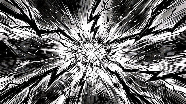 Close-up Black and White Abstract Radial Pattern with Textured Lines and Geometric Center