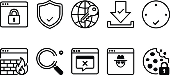 Obraz premium Flat cyber security icons set