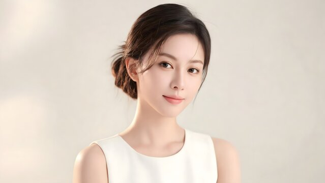 Portrait of woman in white dress