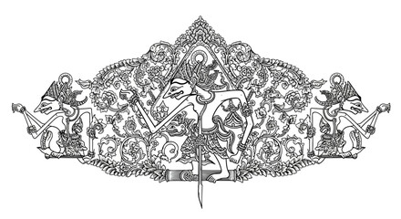 Obraz premium Traditional Balinese Wayang Kulit Shadow Puppet Ornament.