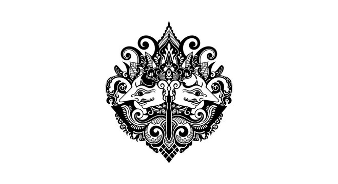 Intricate Balinese Barong Mask Inspired Ornate Design.