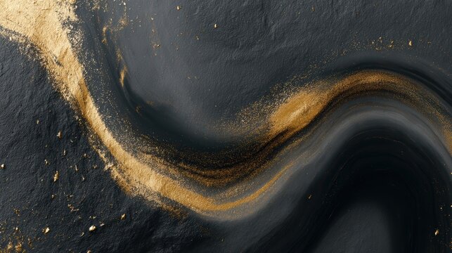black obsidian texture combined with liquid gold details, luxury design atmosphere