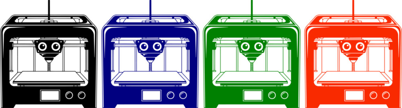 3D printer machine with extruder and build plate for additive manufacturing and prototyping technology