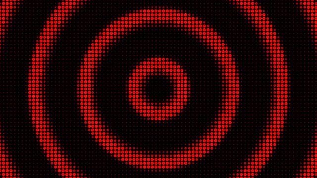 Red halftone radial pulse expanding on dark background in digital style for medical media
