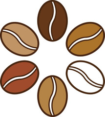 Obraz premium Coffee bean variety circle illustration arabica robusta and liberica types