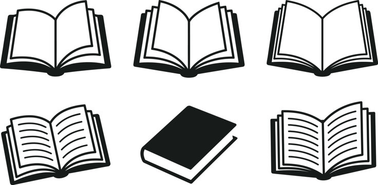 Collection of open book and e reader icons