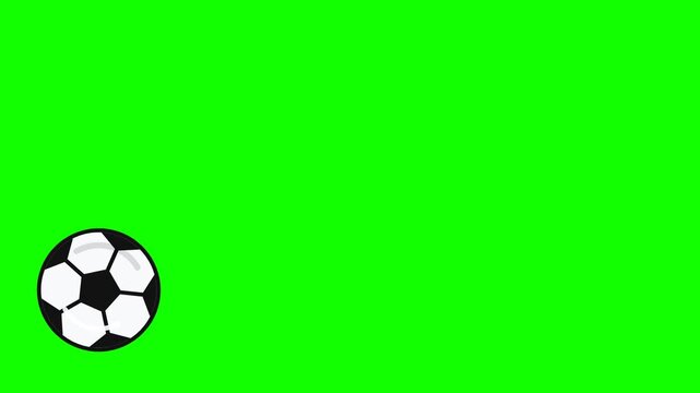 Soccer ball animation on green screen background for sports video transitions and motion graphics