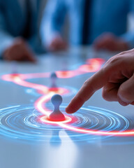 Obraz premium Finger Selecting Digital User Icon on Holographic Business Network Interface