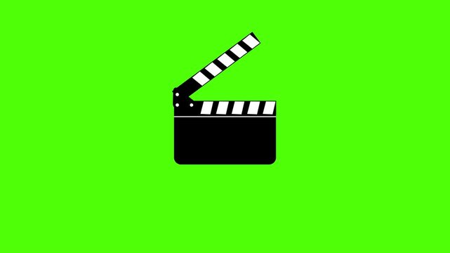 A film clapper board on a bright green background, useful for cinema intros, production visuals, and animated movie related motion graphics.