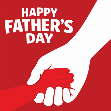 Happy Father&rsquo;s Day Poster design Parent and Child Hand Silhouette